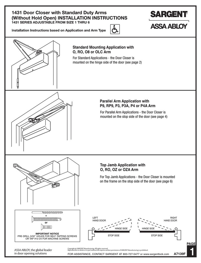 Sargent 1431 series installation instructions