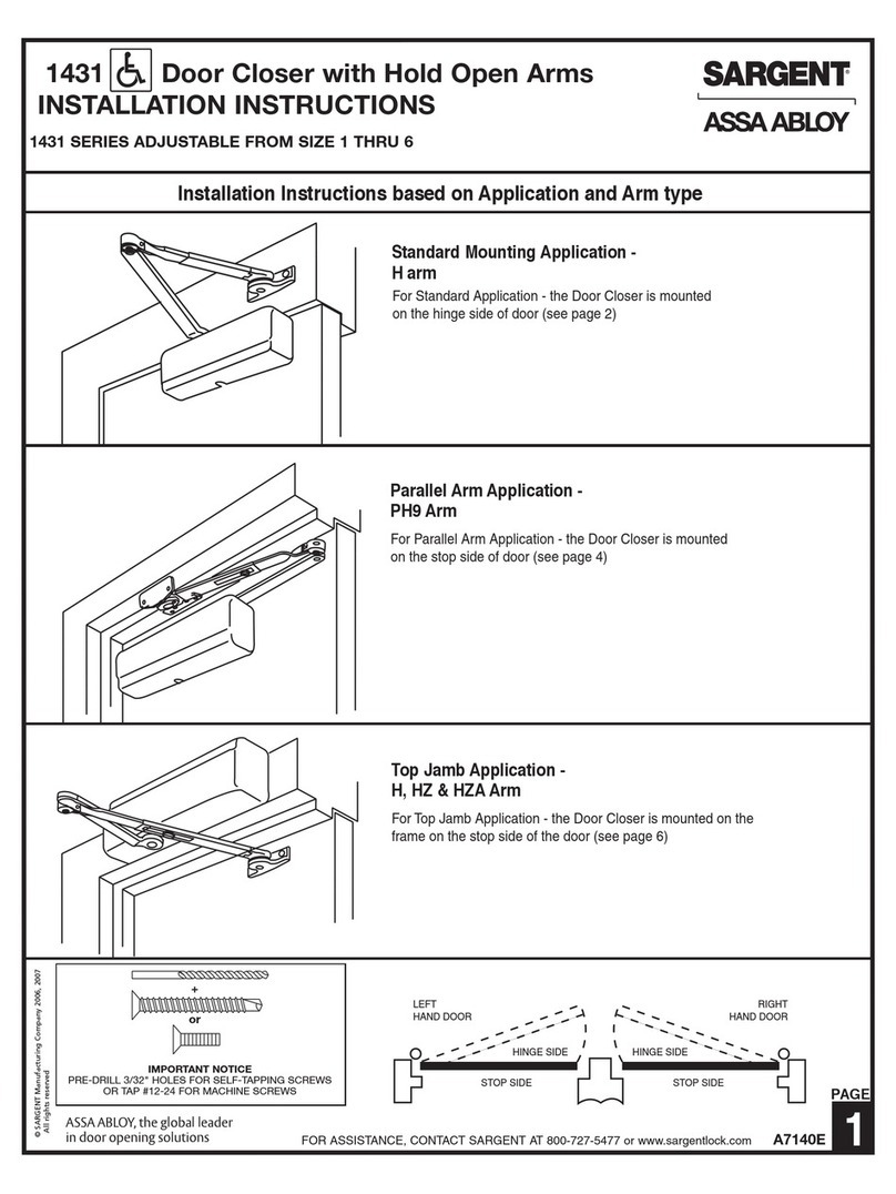 Sargent 1431 series installation instructions
