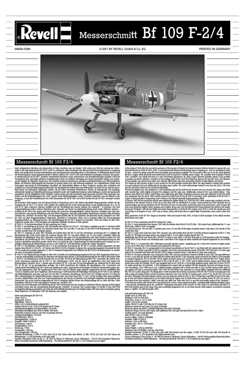 REVELL Messerschmitt Bf 109 F2/4 instruction manual