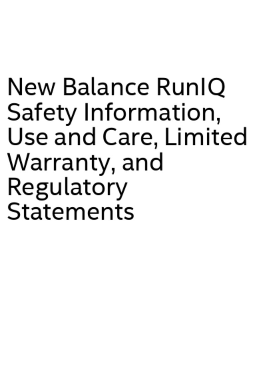 New Balance RunIQ Safety information, use and care, limited warranty, and regulatory statements