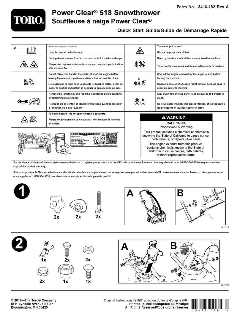 Toro Power Clear 518 quick start guide