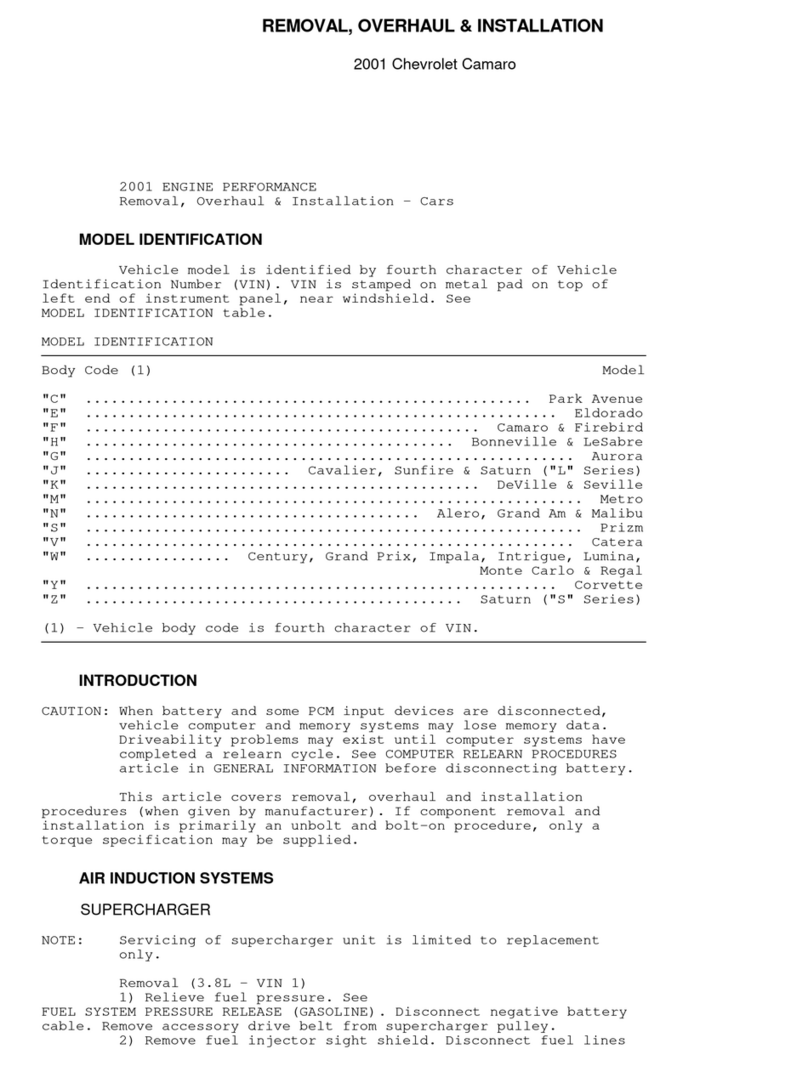 Chevrolet 2001 Camaro User manual