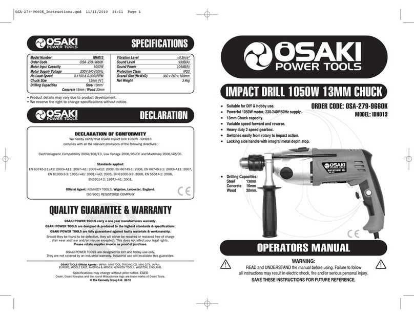 Osaki Power Tools IDH013 Operator's manual