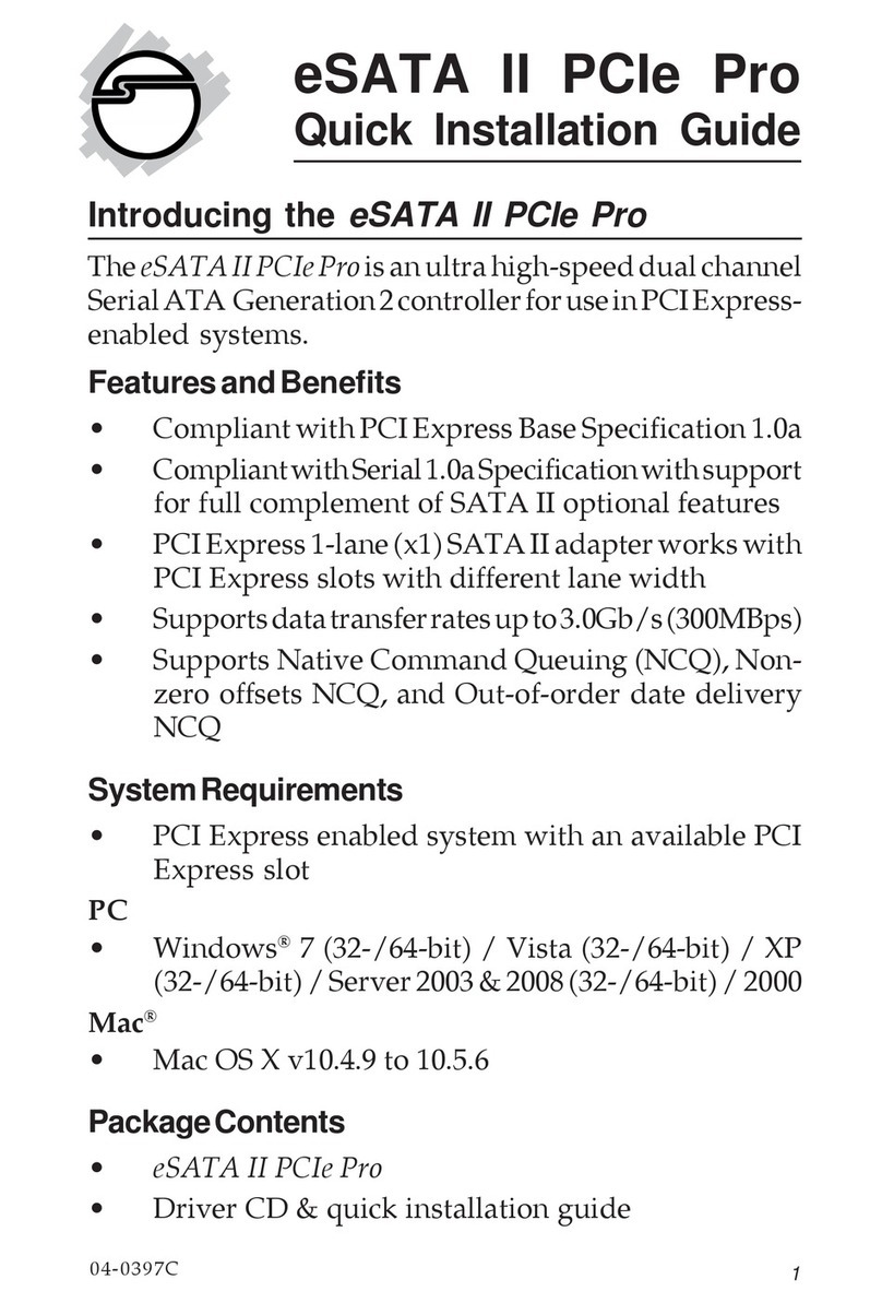 SIIG eSATA II PCIe Pro User manual