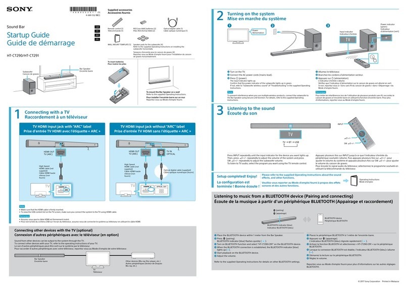 Sony HT-CT290 Startup guide