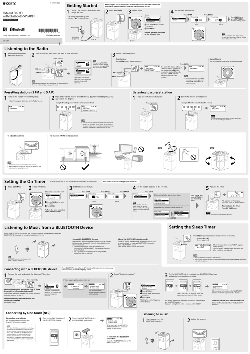 Sony SRF-V1BT User manual Sony SRF-V1BT User manual