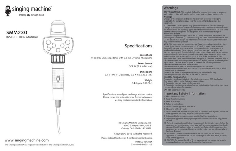 The Singing Machine SMM230 instruction manual The Singing Machine SMM230 instruction manual