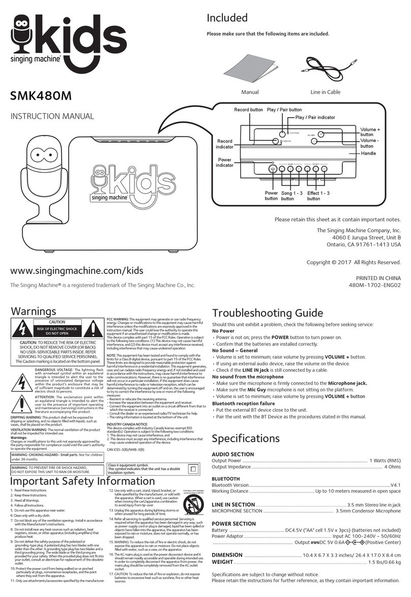 The Singing Machine SMK480M instruction manual
