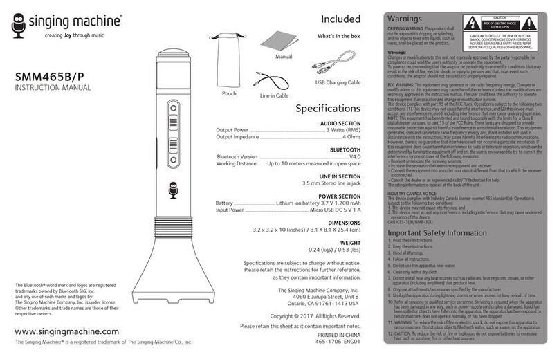 The Singing Machine SMM465B/P User manual