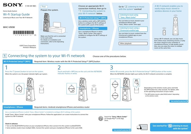 Sony MHC-V90W Startup guide