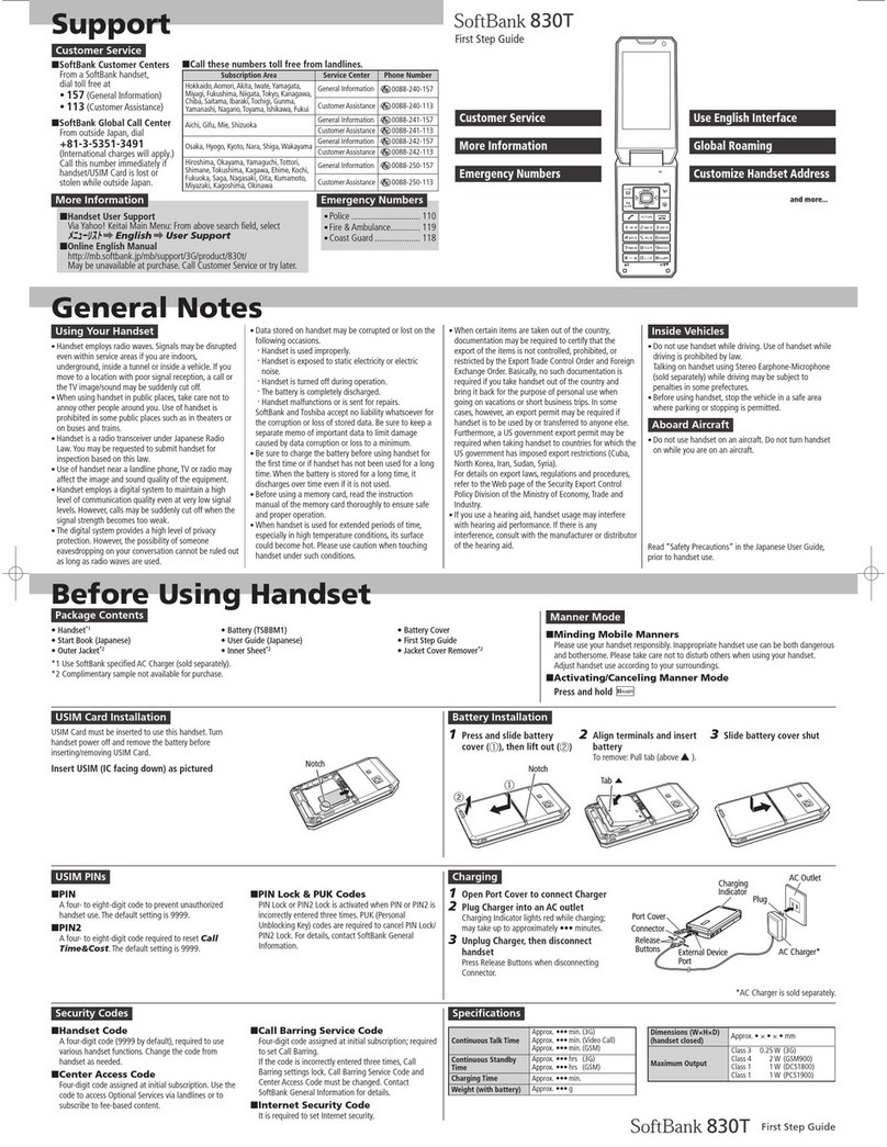 SoftBank 830T User manual