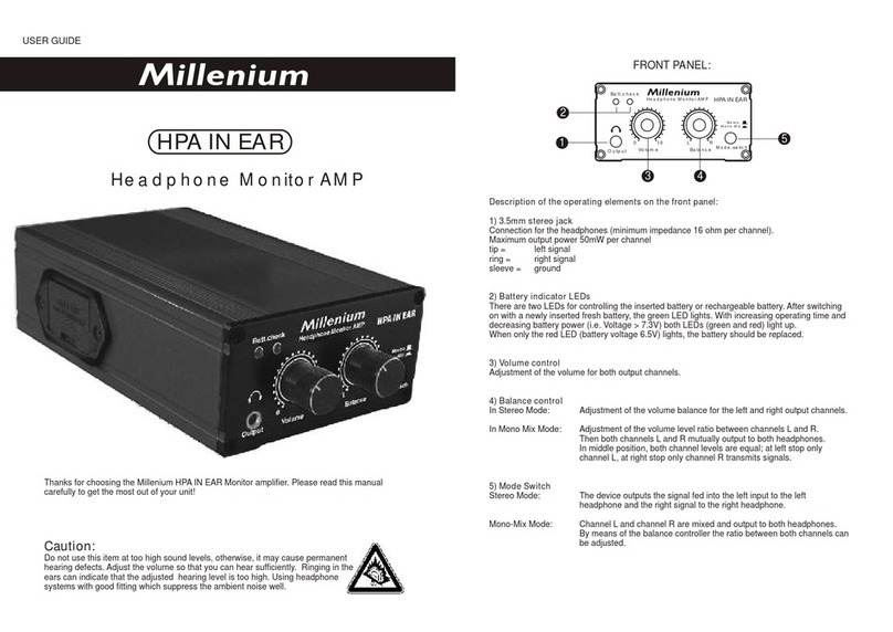 Millenium HPA In Ear user guide