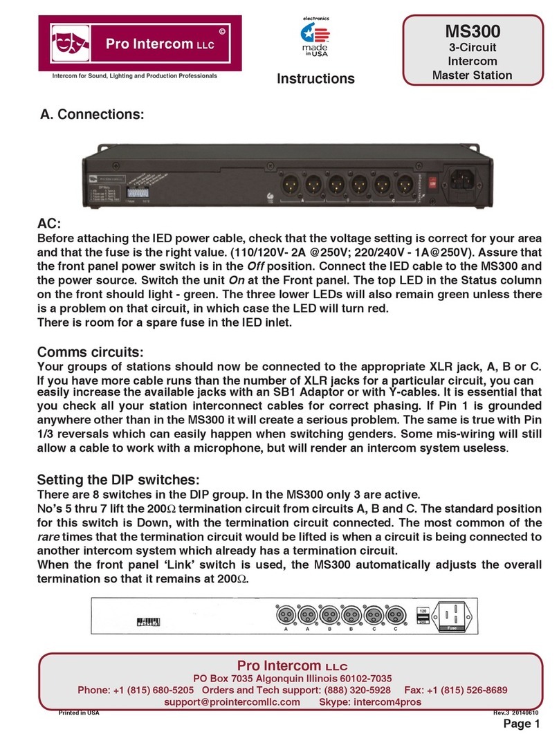 Pro Intercom MS300 instructions