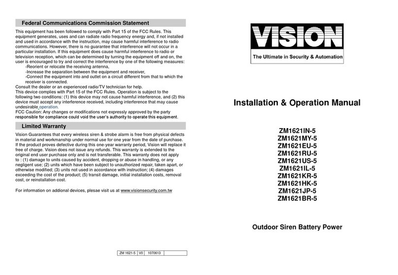 Vision ZM1621MY-5 Installation & operation manual