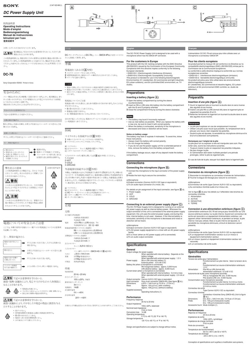 Sony DC-78 operating instructions