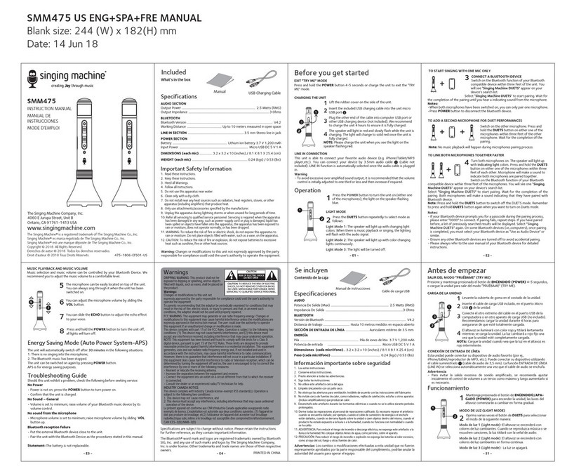 The Singing Machine SMM475 User manual