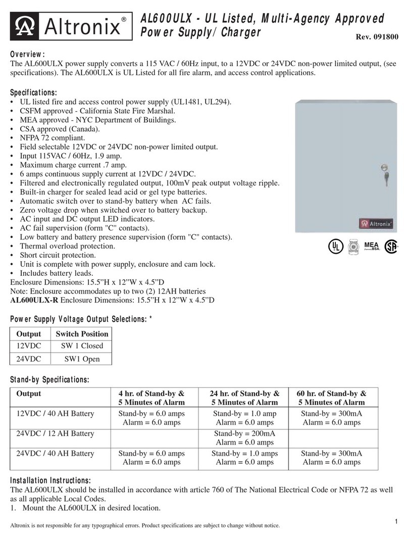 Altronix AL600ULX Series installation instructions