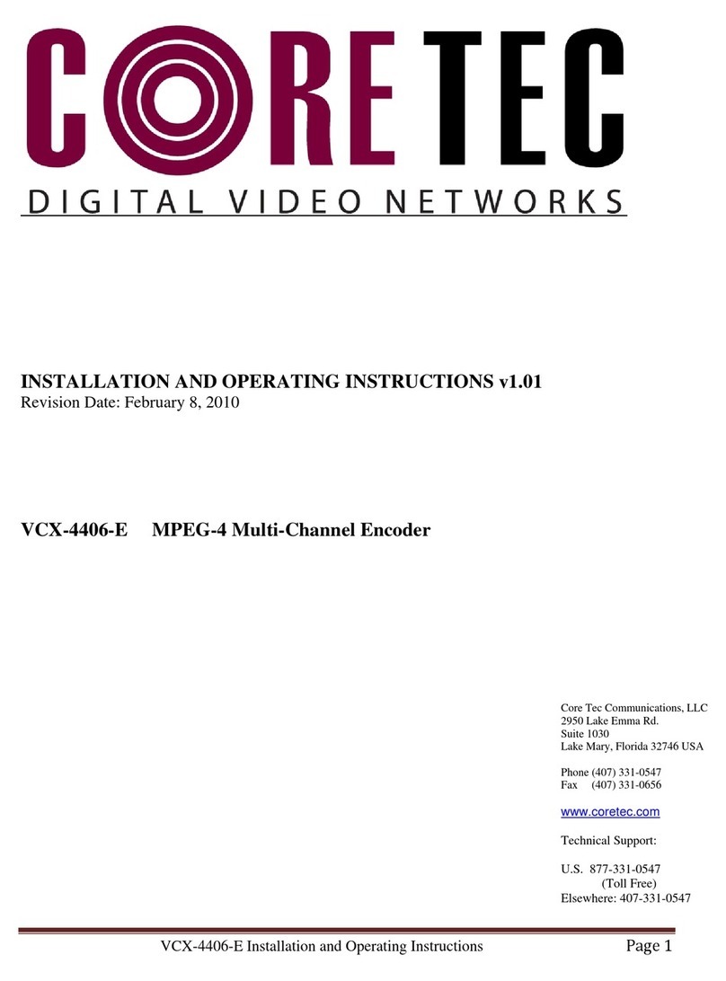 Core Tec Communications, LLC VCX-4406-E Installation and operating instructions
