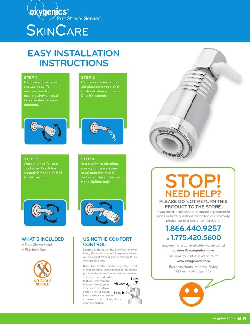 Oxygenics SkinCare Easy installation instructions