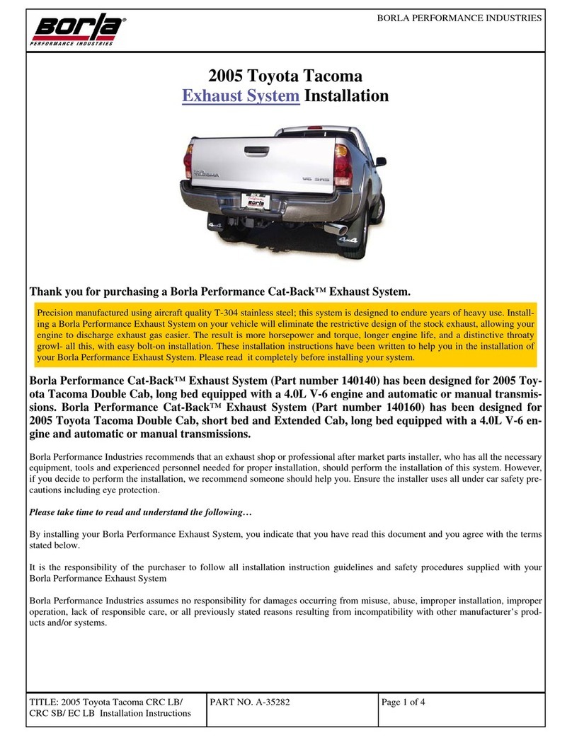 Borla Performance Industries Cat-Back 140140 installation instructions
