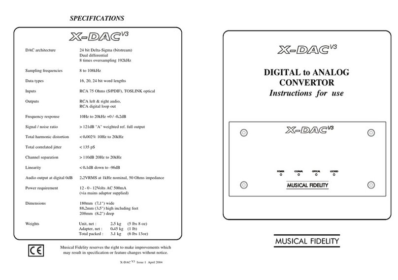 Musical Fidelity X-DAC V3 Instructions for use Musical Fidelity X-DAC V3 Instructions for use