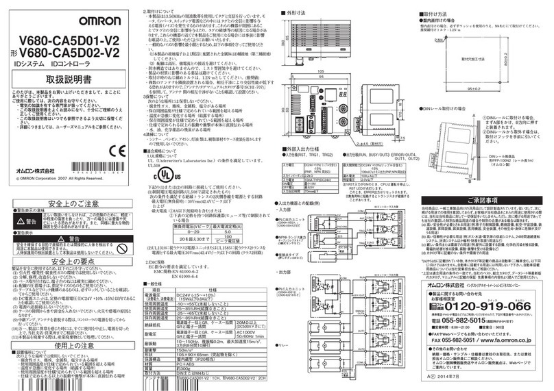 Omron V680-CA5D01-V2 instruction sheet
