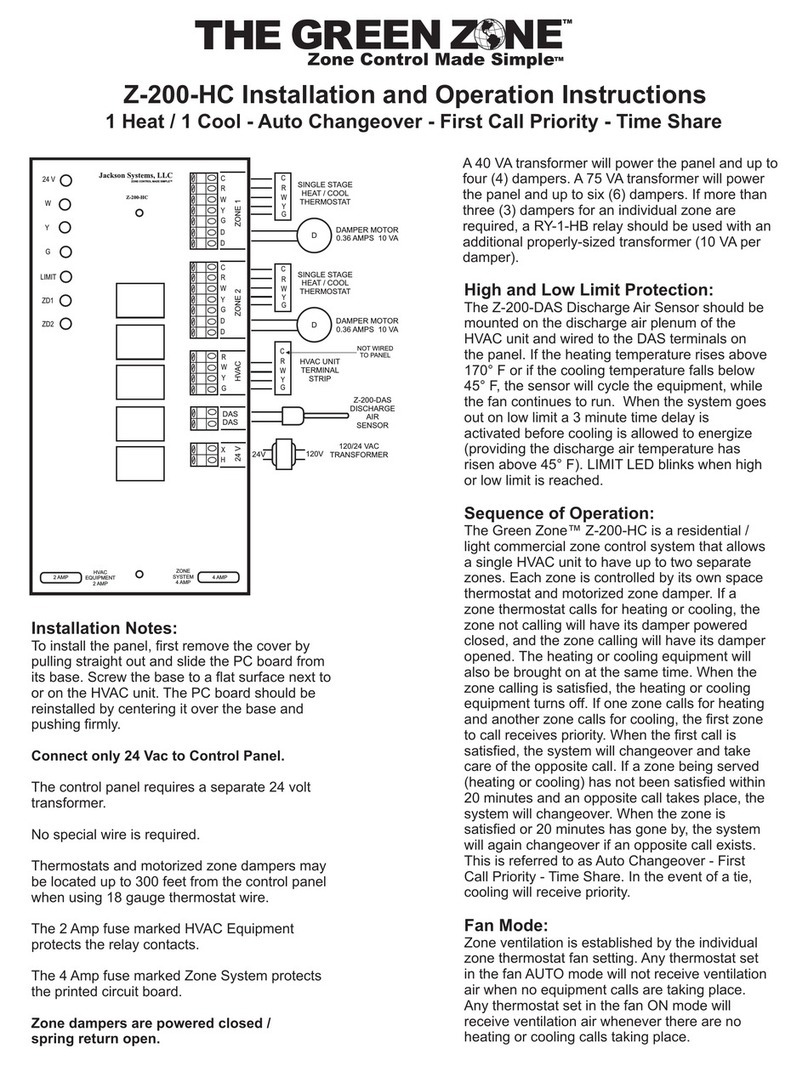 Jackson Systems The Green Zone Z-200-HC Installation and operation instructions