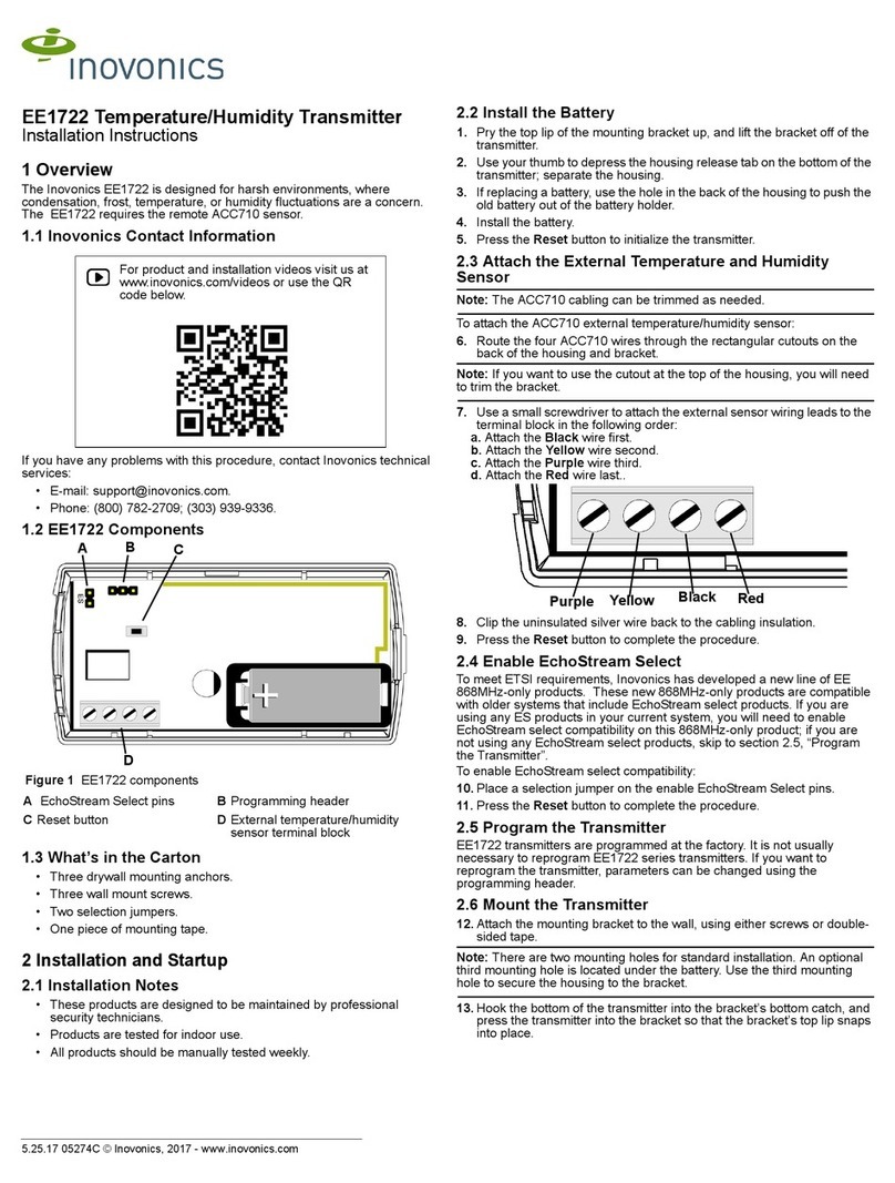 Inovonics EE1722 installation instructions