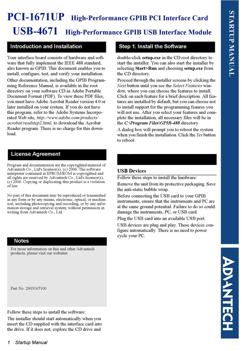 Advantech PCI-1671UP Installation and operation manual
