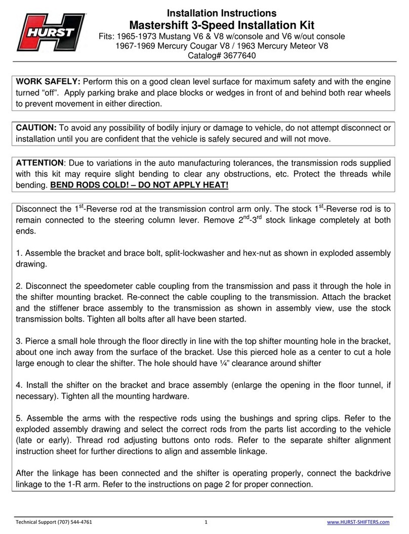 HURST Mastershift 3-Speed Installation Kit installation instructions