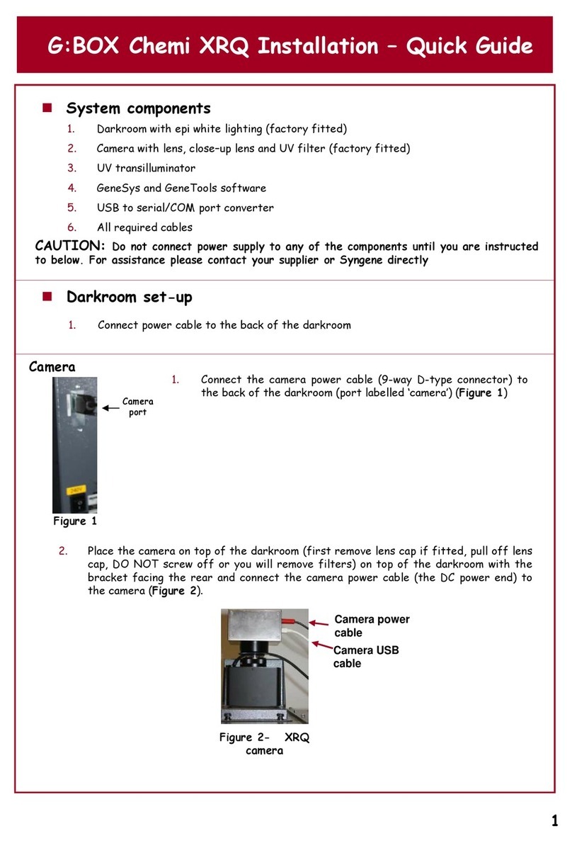 Syngene G:Box Chemi XRQ Installation quick guide Syngene G:Box Chemi XRQ Installation quick guide