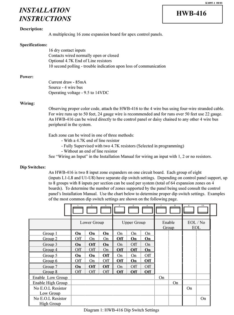 ADEMCO hwb-416 installation instructions