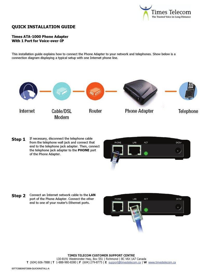 Times Telecom ATA-1000 Quick installation guide