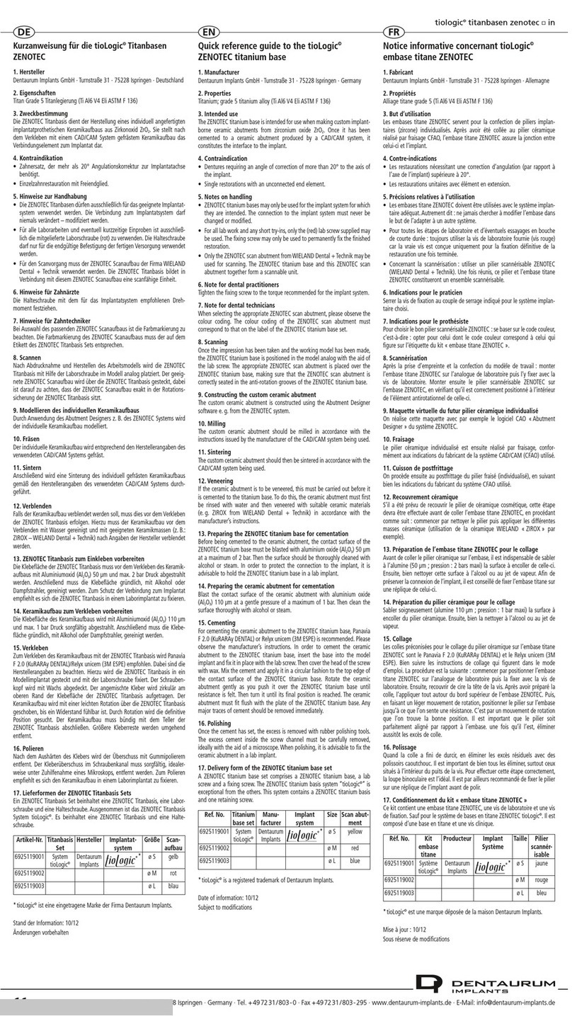 DENTAURUM tioLogic ZENOTEC Quick reference guide