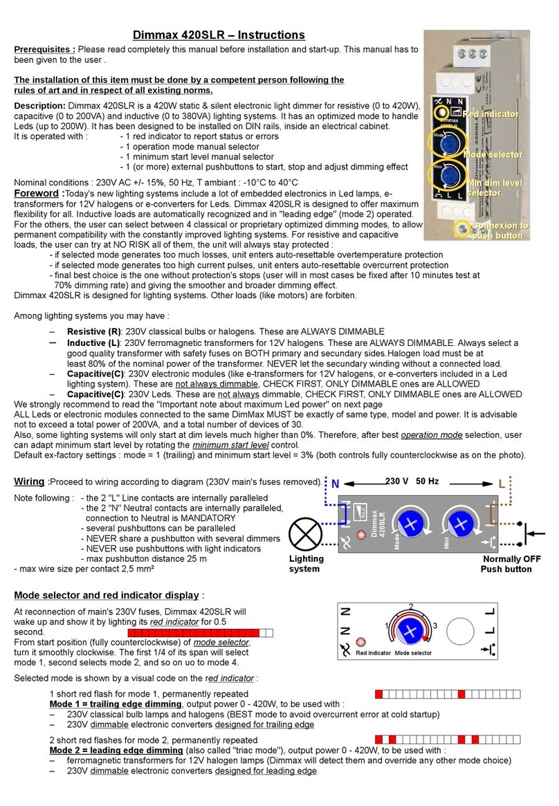 Dimmax 420SLR instructions