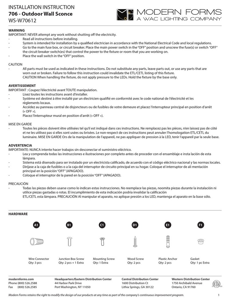 Modern Forms WS-W70612 Installation instruction