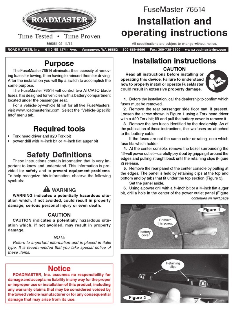 Roadmaster FuseMaster 76514 Installation and operating instructions