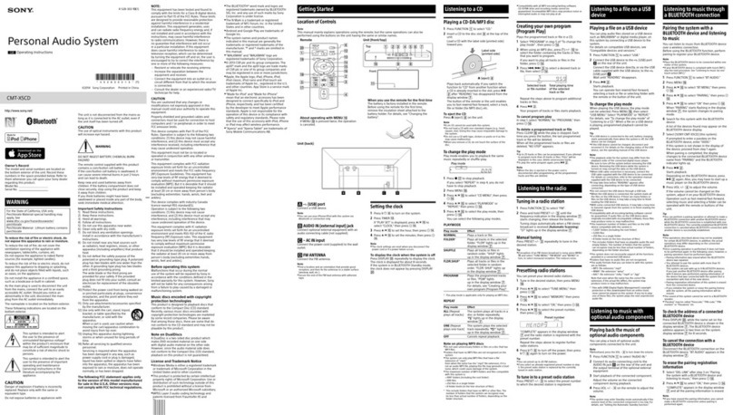 Sony CMT-X5CD operating instructions