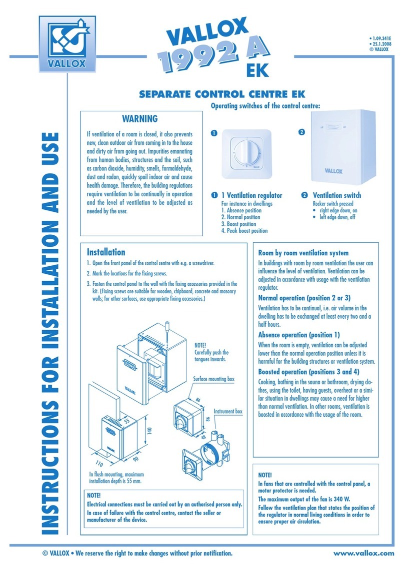Vallox 1992 A EK Instructions for installation and use