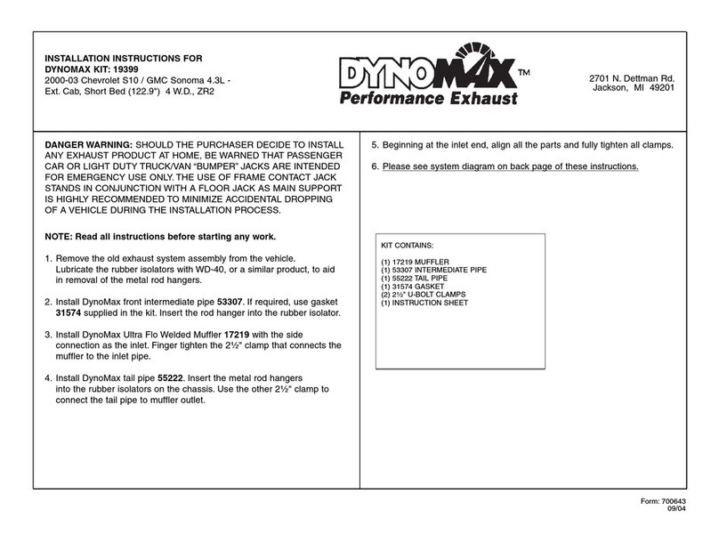 Dynomax 19399 installation instructions