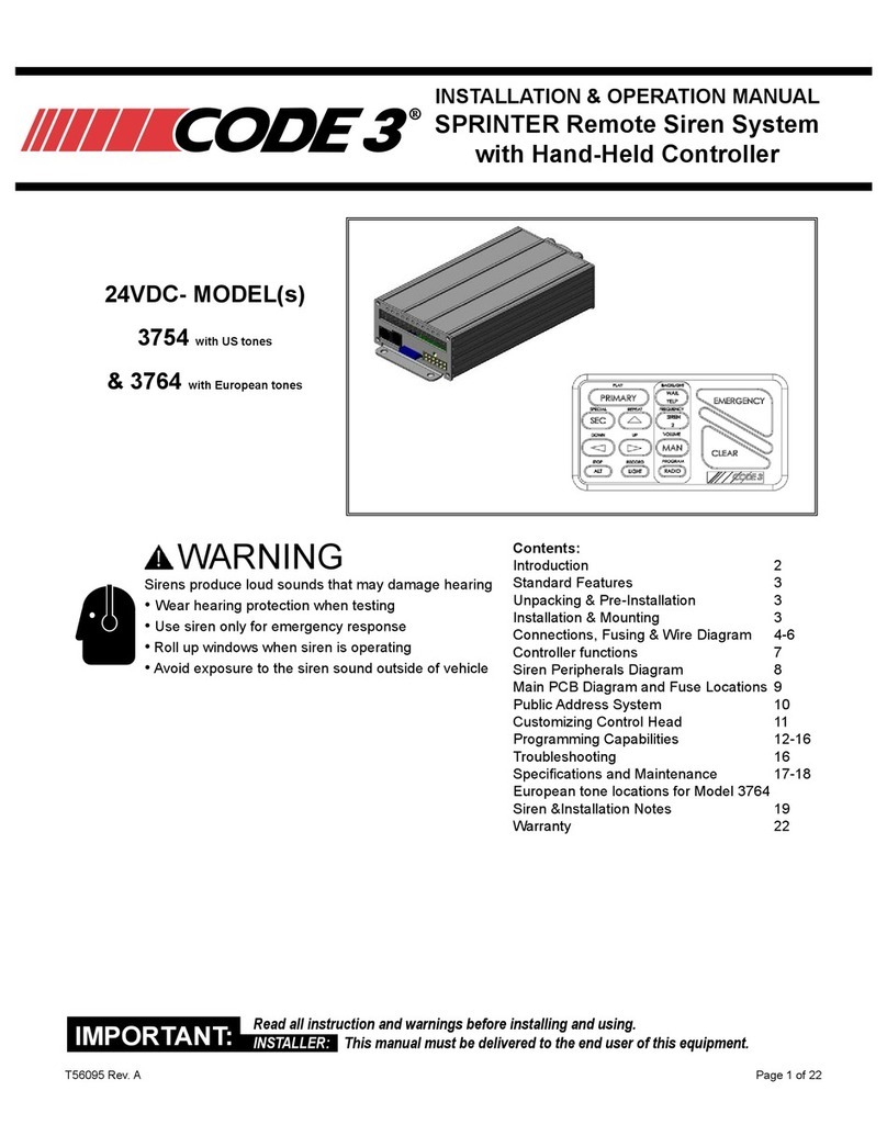Code 3 Sprinter Installation & operation manual