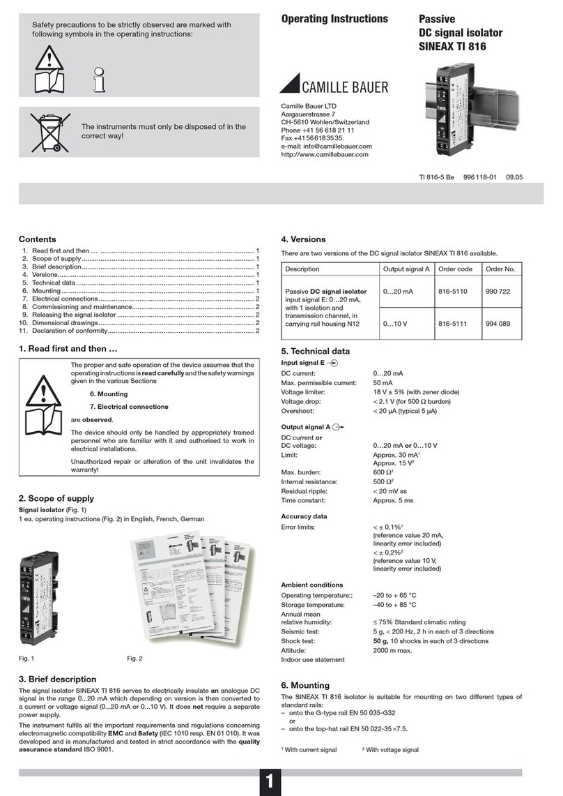 Camille Bauer SINEAX TI 816 operating instructions