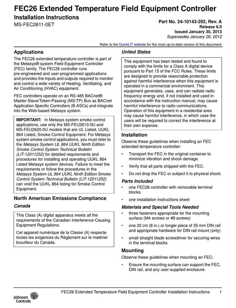 Johnson Controls FEC26 Series installation instructions