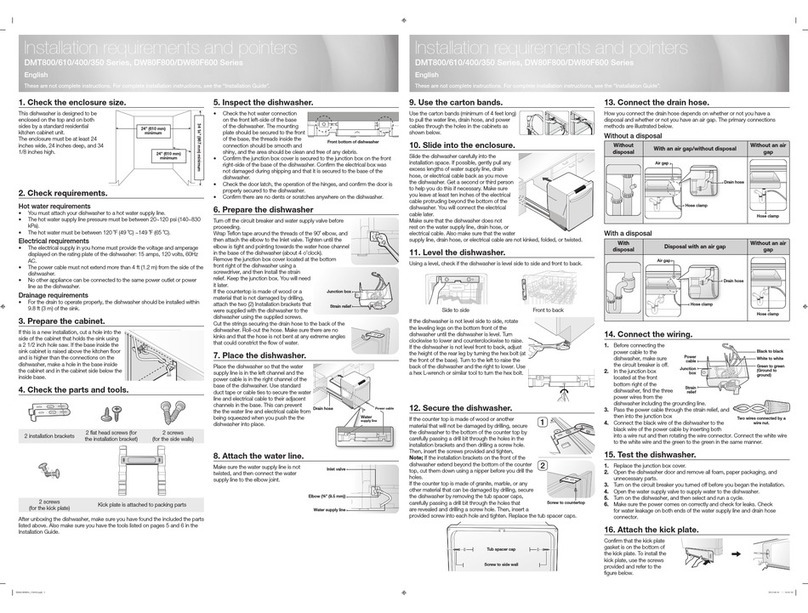 Samsung DMT800 Series Installation requirements