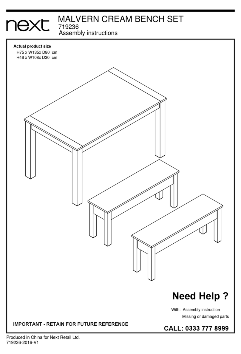 Next MALVERN CREAM BENCH SET Assembly instructions Next MALVERN CREAM BENCH SET Assembly instructions