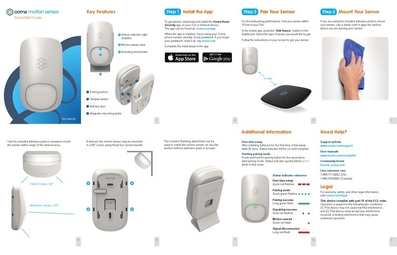 ooma motion sensor quick start guide