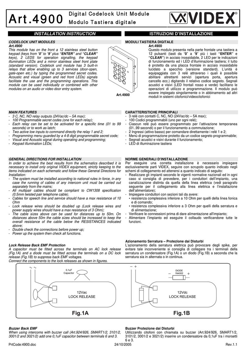 Videx 4900 User manual
