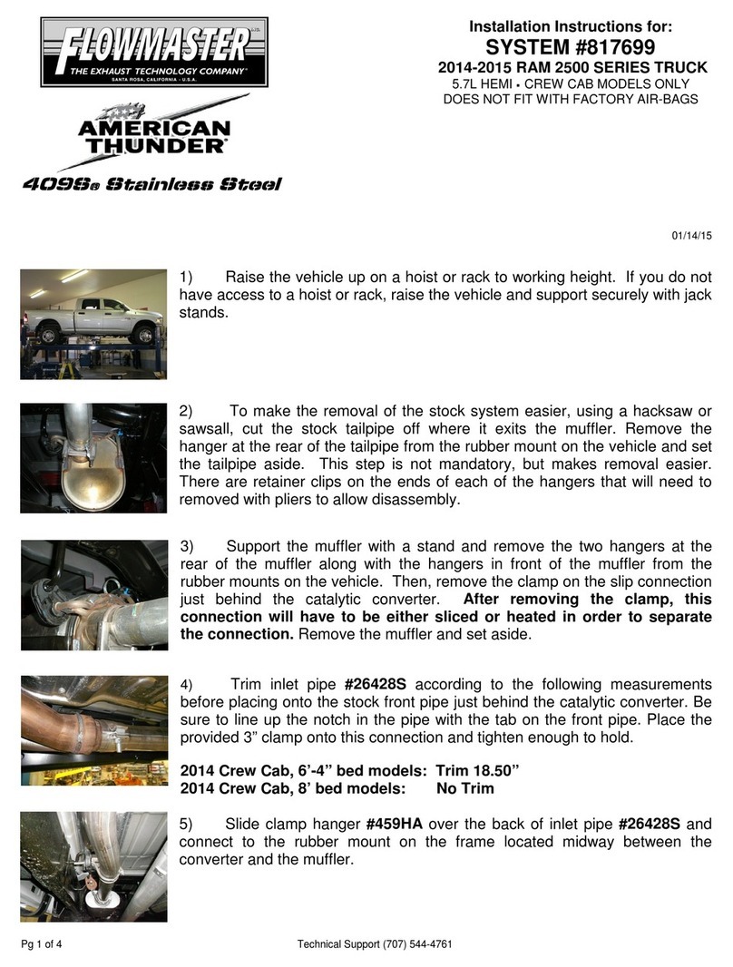 Flowmaster AMERICAN THUNDER 817699 Service manual