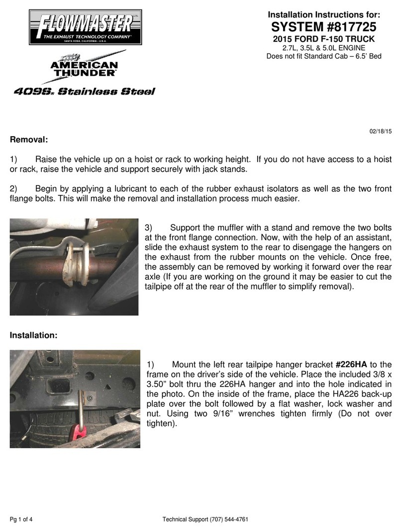 Flowmaster AMERICAN THUNDER 817725 Installation instructions manual