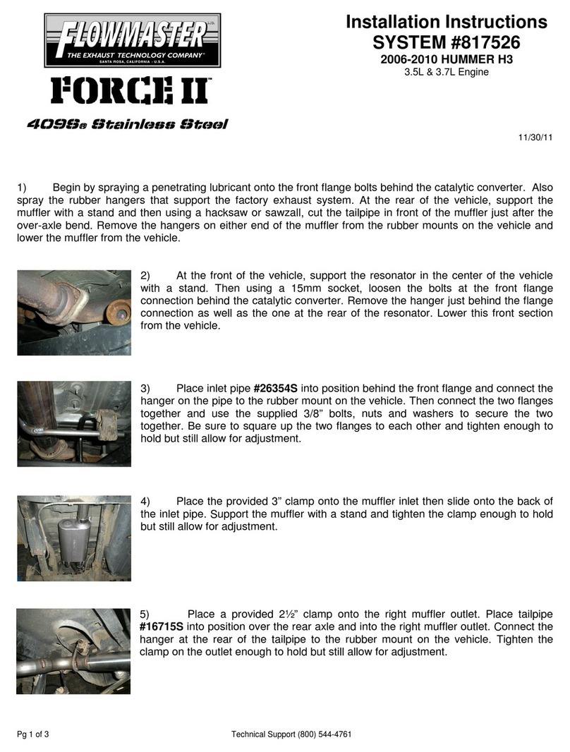 Flowmaster FORCE II 817526 Installation instructions manual